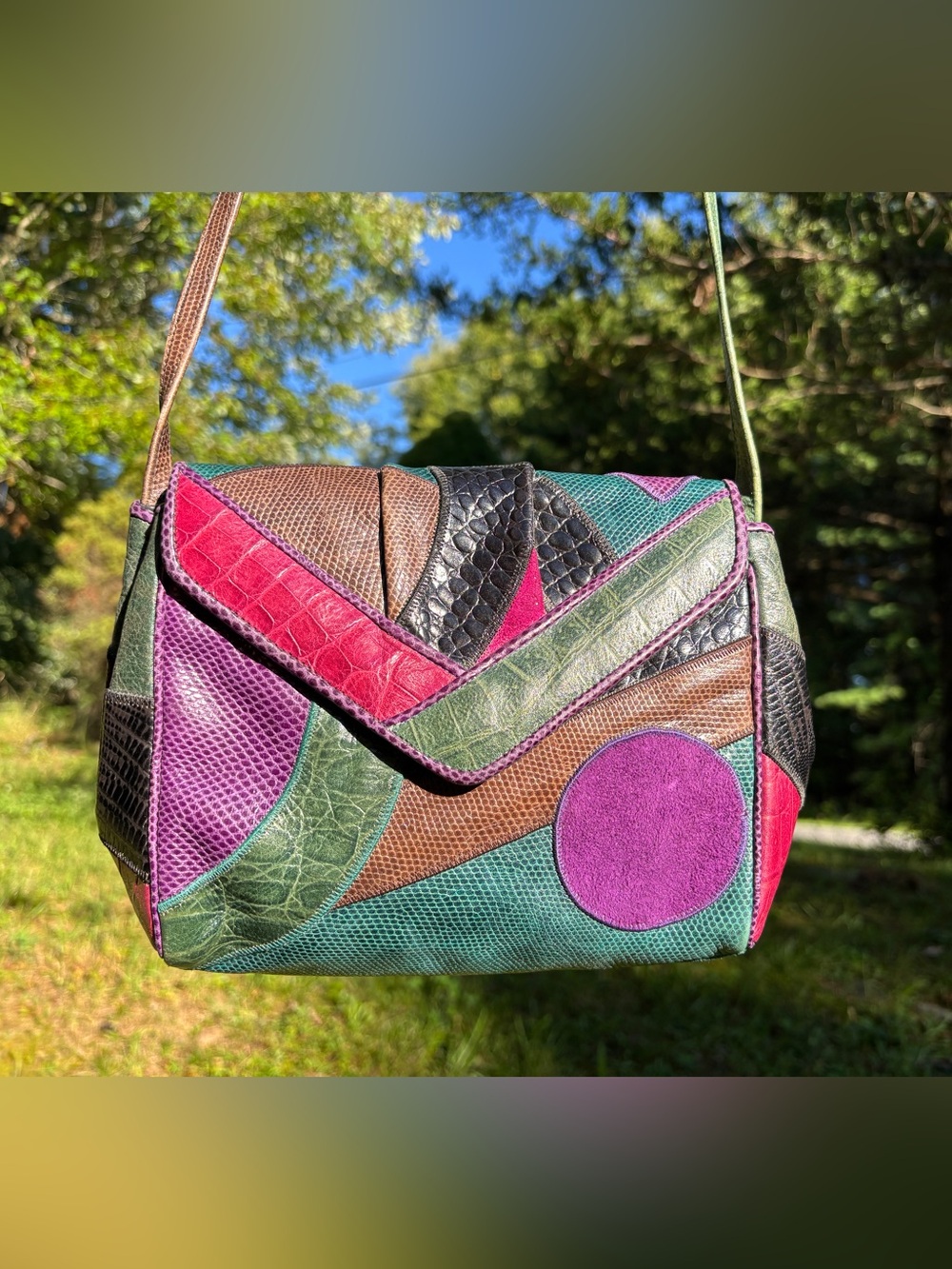 Sharif Patchwork Leather Shoulder Bag Vintage
